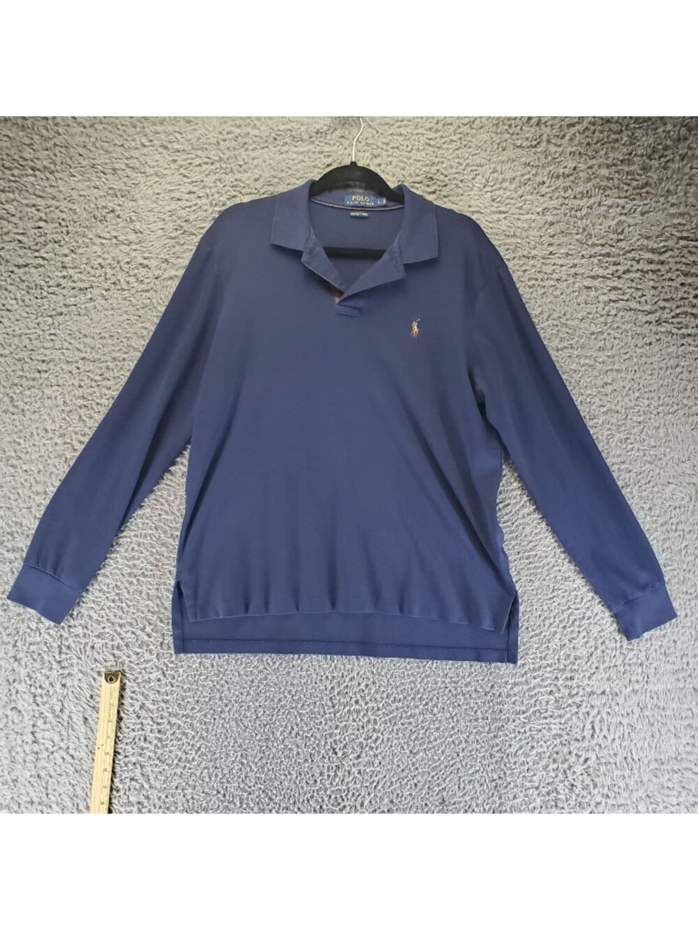 Polo Ralph Lauren Shirt Mens Large Blue Long Sleeve Pima Cotton Soft Touch Polo